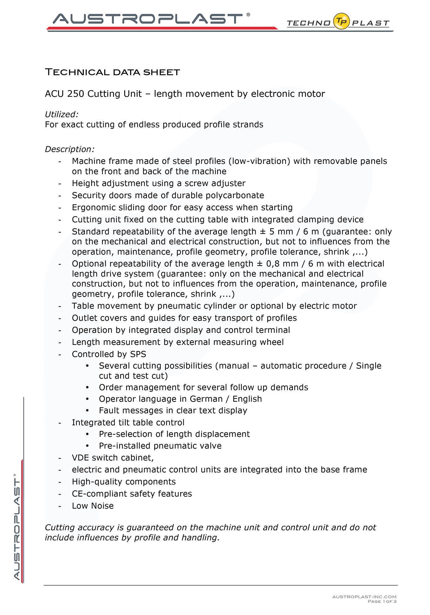 Microsoft Word - ACU_250 data sheet .doc