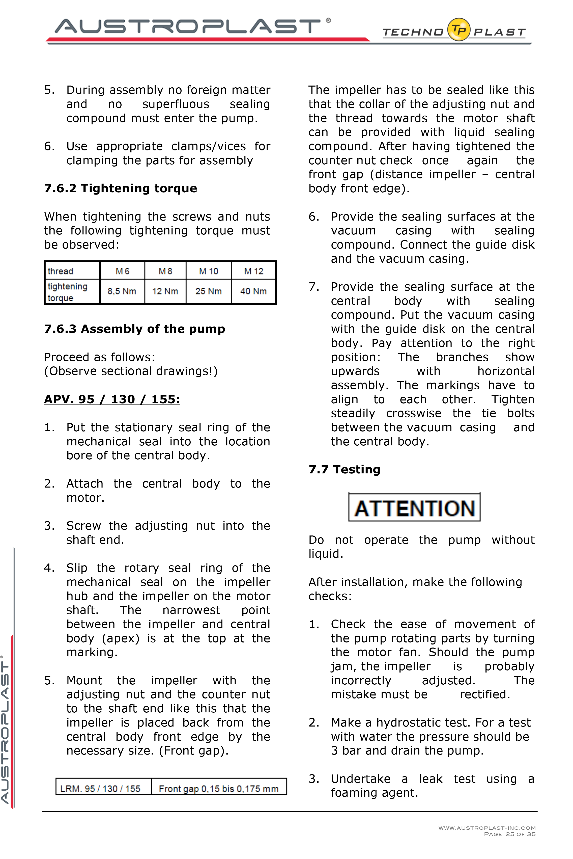 APV 150 operation manual -25